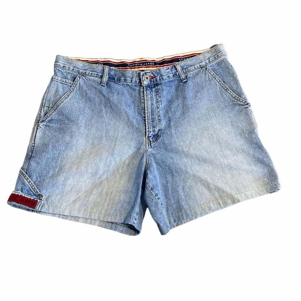 Tommy Jeans Vintage Carpenter Denim Shorts Size 38 Light Wash Baggy